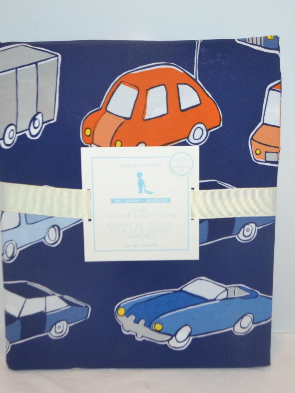 Pottery Barn Cars Toddler Duvet Cover NWT Organic First Bed